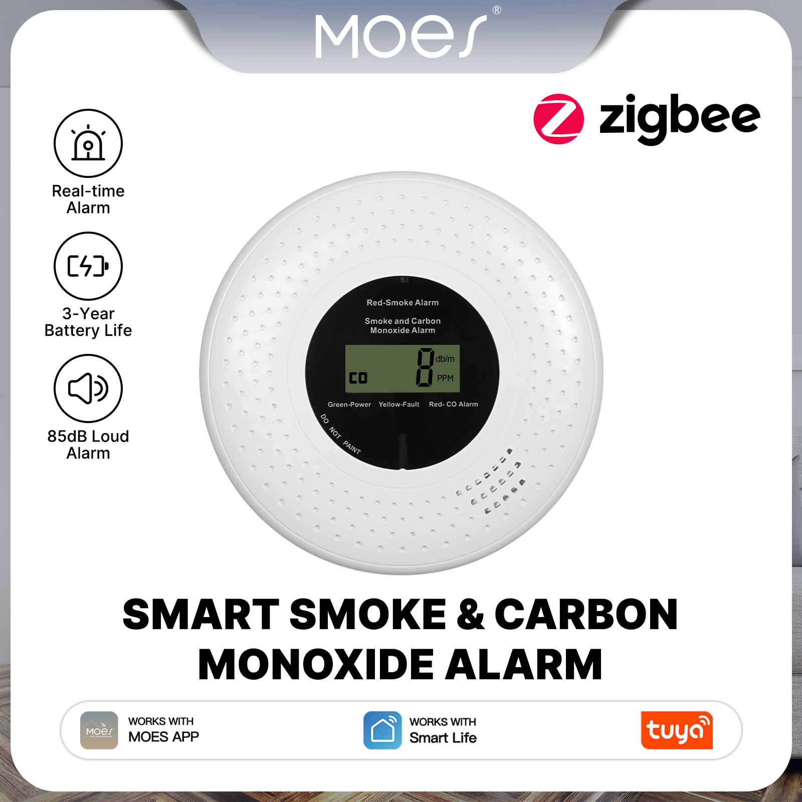 MOES Tuya Zigbee Smart Smoke C – Smoke Leak Detector recenzja i cena
